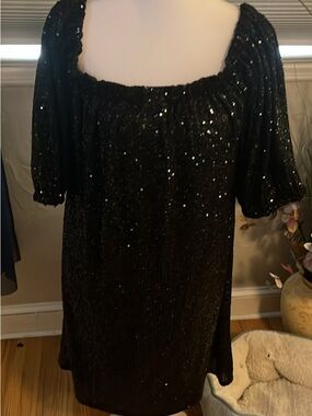 VENUS Black Sequin Mini Dress